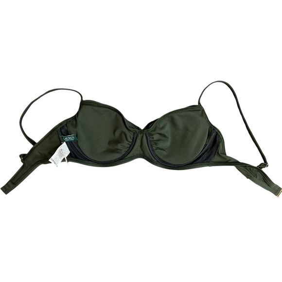 2/$30 Lauren Ralph Lauren Beach Club Bikini Top Olive Green Underwire Size 10 - Picture 7 of 10